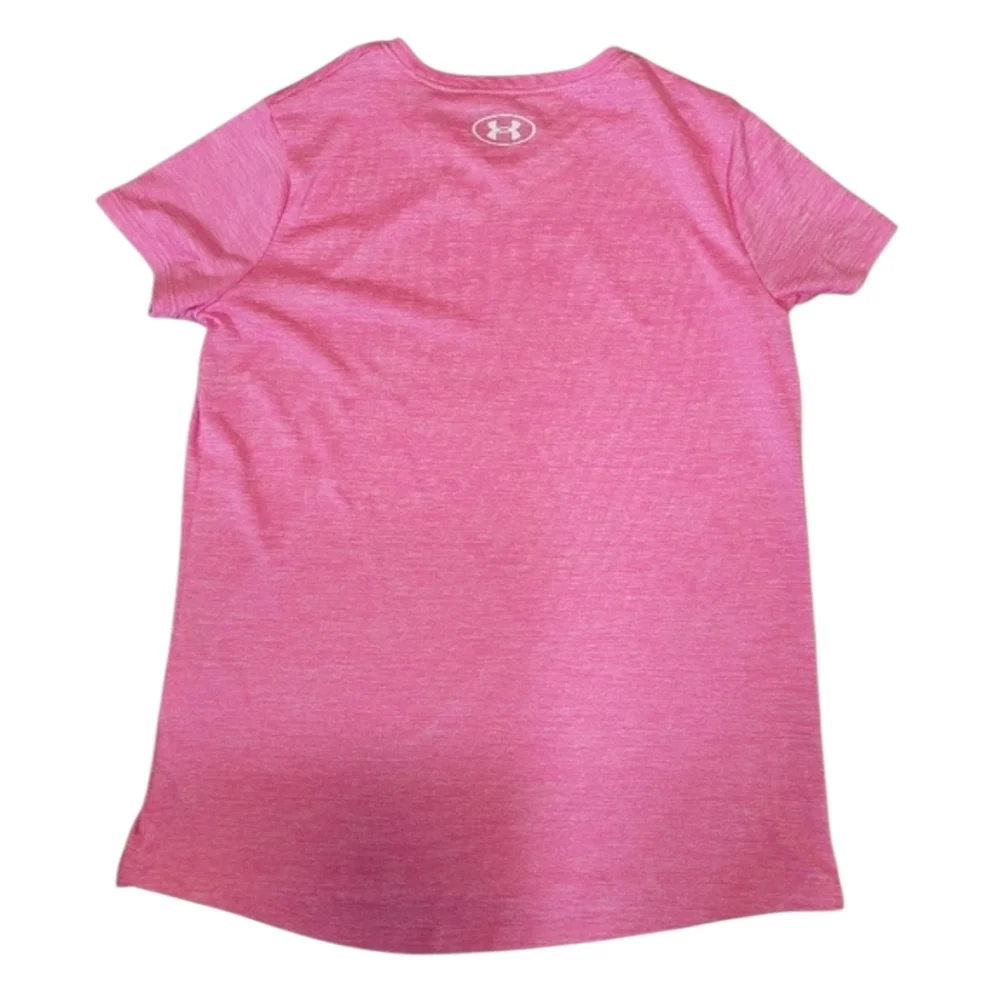 NWOT Under Armour Big Logo Twist Heathered Pink T-shirt Size Youth Large